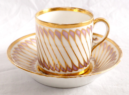 Dagoty: series of 4 litron-shaped coffee cups in Paris porcelain, Empire period