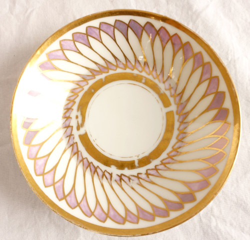 Dagoty: series of 4 litron-shaped coffee cups in Paris porcelain, Empire period