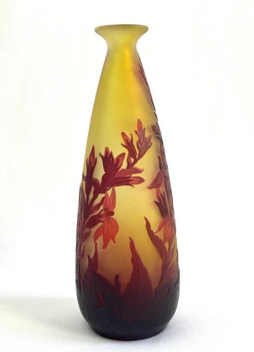 Gallé - Vase Decorated with Red Flowers