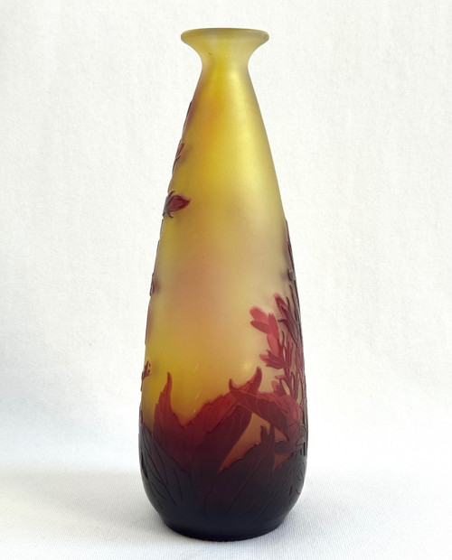 Gallé - Vase Decorated with Red Flowers