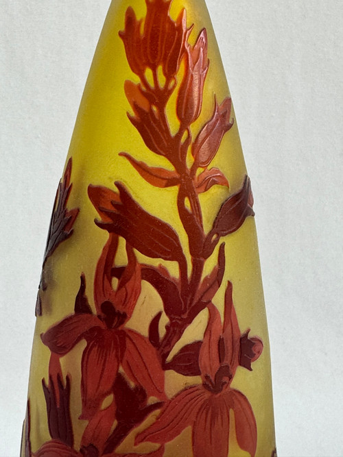 Gallé - Vase Decorated with Red Flowers