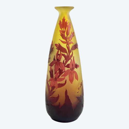 Gallé - Vase Decorated with Red Flowers