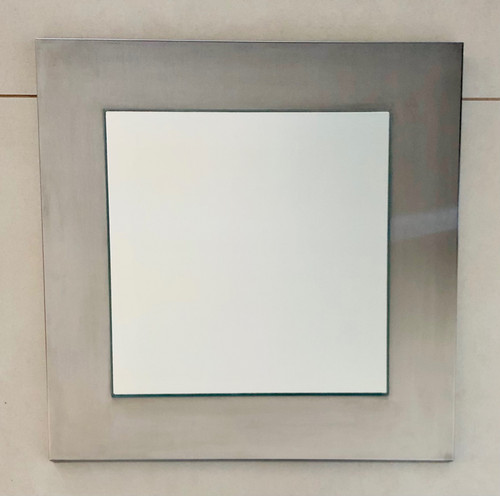 Miroir carré sur base inox, France années 70