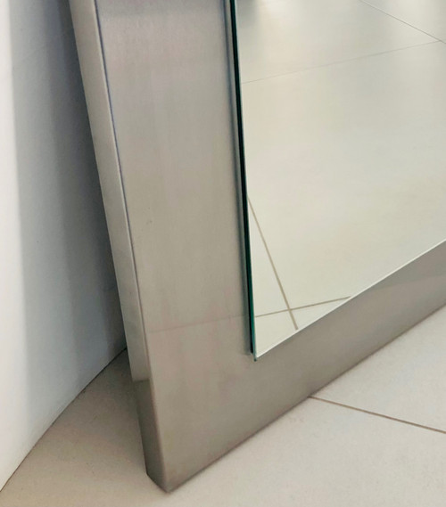 Miroir carré sur base inox, France années 70