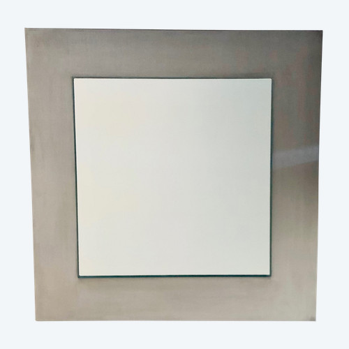 Miroir carré sur base inox, France années 70