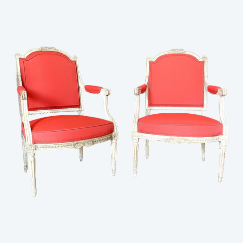 Adrien-Pierre Dupain: pair of Louis XVI period Queen's armchairs - stamped