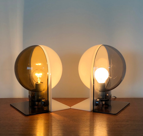 Lampada SIRIO bianco-grigia di Brazzoli & Lampa per Guzzini, Italia anni '70