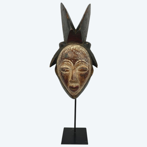 Art tribal , masque africain en bois polychromé des années 70, Gabon