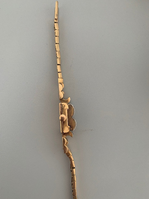 1767- Montre Dame Certina Or Jaune Platine Diamants