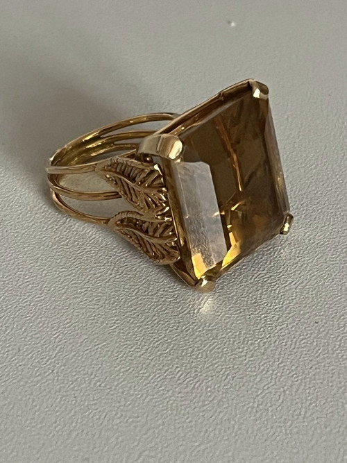5359- Anello con citrino in filo d'oro giallo da 40 carati