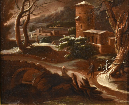 Winterlandschaft, Francesco Foschi (Ancona, 1710 - Rom, 1780) Zuschreibbar