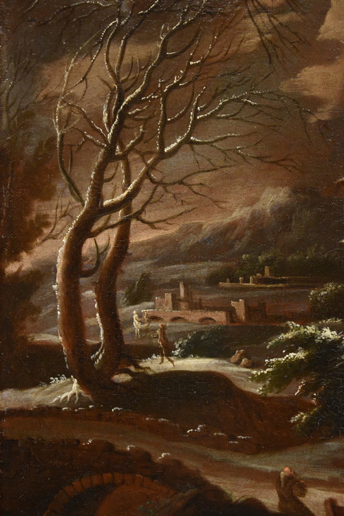 Winterlandschaft, Francesco Foschi (Ancona, 1710 - Rom, 1780) Zuschreibbar