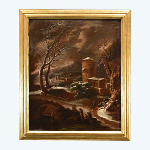 Winterlandschaft, Francesco Foschi (Ancona, 1710 - Rom, 1780) Zuschreibbar