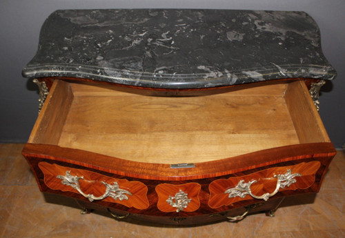 Cassettiera in stile Luigi XV intarsiata