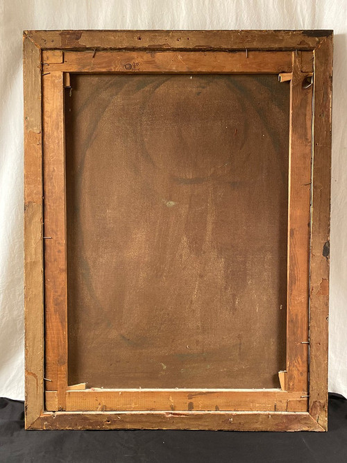 Holländische Schule aus dem 19. Jahrhundert, Öl auf Leinwand. "Blumenstrauß auf einem Gebälk".