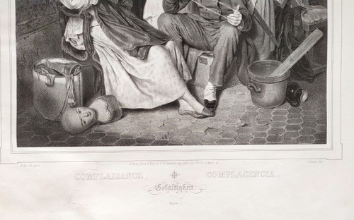 Scene De Genre Selbstgefälligkeit Lithographie Durch Lafosse 9.