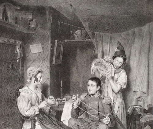 Scene De Genre Selbstgefälligkeit Lithographie Durch Lafosse 9.