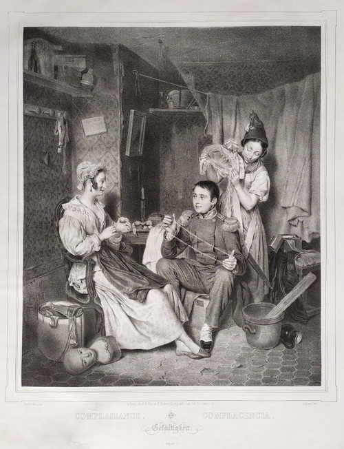 Scene De Genre Selbstgefälligkeit Lithographie Durch Lafosse 9.