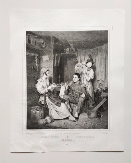 Scene De Genre Selbstgefälligkeit Lithographie Durch Lafosse 9.