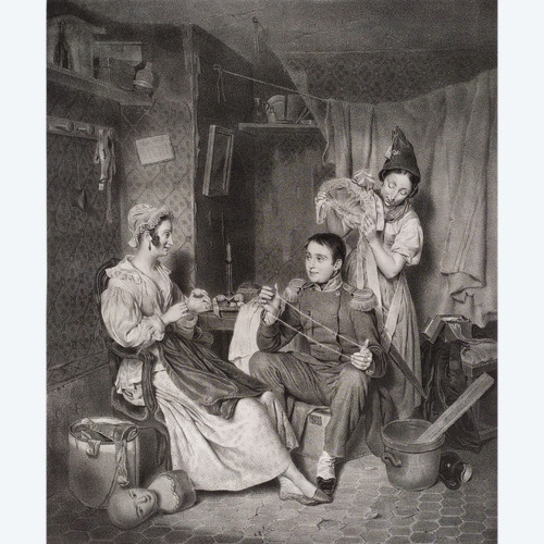 Scene De Genre Selbstgefälligkeit Lithographie Durch Lafosse 9.
