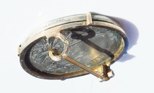Spilla in Agente Solido montata Medaglia da donna Art Nouveau fine XIX/inizio XX secolo
