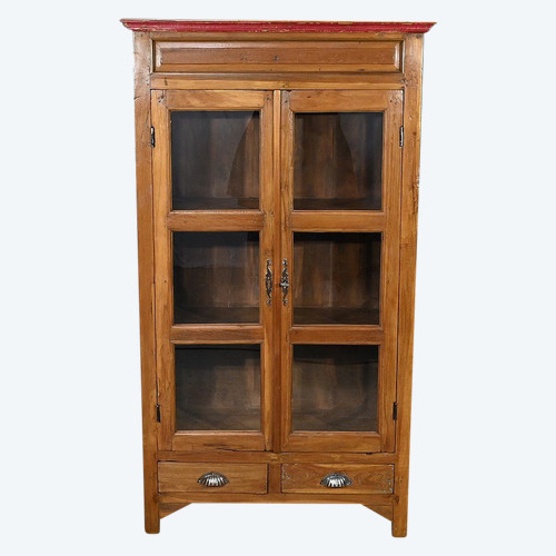 Vetrinetta in teak massiccio, India - Inizio XX secolo