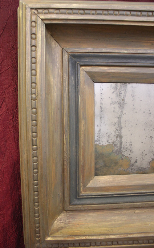 Coppia di dipinti di paesaggi astratti, specchi, 50 X 54 Cm