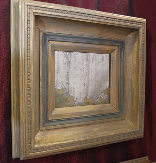 Coppia di dipinti di paesaggi astratti, specchi, 50 X 54 Cm