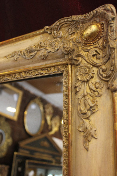 Antique Rectangle Mirror, Gilding and Patina, Mercury Ice 78 X 106 Cm