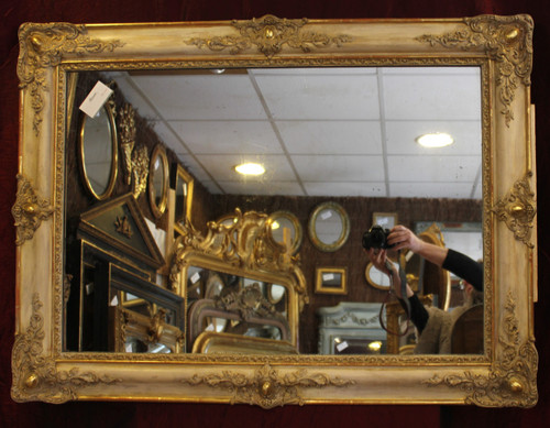 Antique Rectangle Mirror, Gilding and Patina, Mercury Ice 78 X 106 Cm