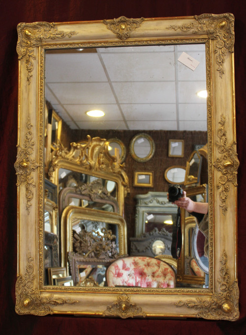 Antique Rectangle Mirror, Gilding and Patina, Mercury Ice 78 X 106 Cm