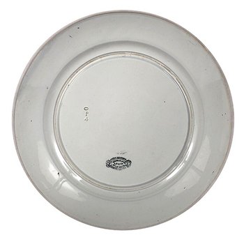 Piatto decorativo in terracotta dipinta a mano Creil & Montereau, Lebeuf Milliet 1a parte XIX secolo