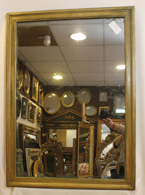 Antique Rectangle Mirror, Green Patina, Mercury Ice, 71 X 97 Cm