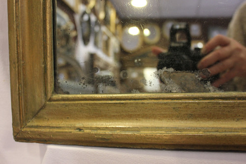 Antique Rectangle Mirror, Green Patina, Mercury Ice, 71 X 97 Cm