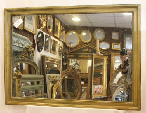 Antique Rectangle Mirror, Green Patina, Mercury Ice, 71 X 97 Cm