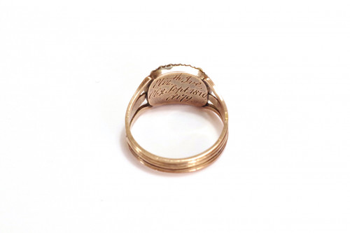 Bague ancienne perles en or rose 10 karats, bague de sentiment, Elisabeth, bague d'homme