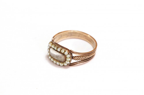 Bague ancienne perles en or rose 10 karats, bague de sentiment, Elisabeth, bague d'homme
