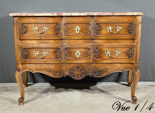 Commode Sauteuse Arbalète en Noyer, style Louis XV – Début XXe