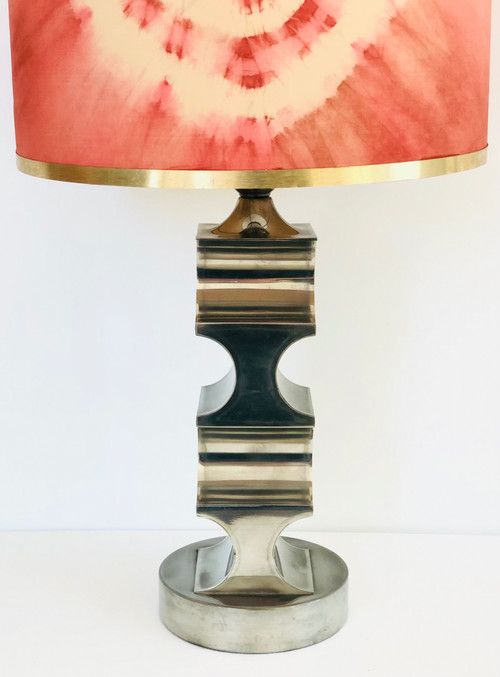 Lampe de salon vintage base en étain, Italie années 60