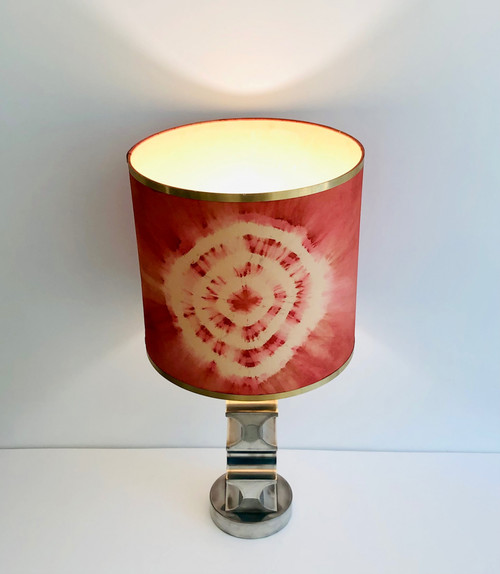 Lampe de salon vintage base en étain, Italie années 60
