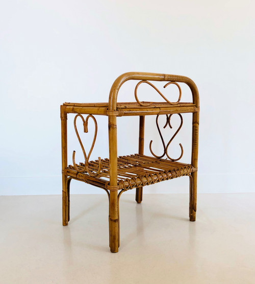 Table d'appoint en rotin, Italie années 60