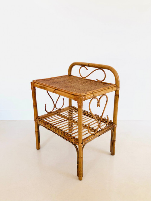 Table d'appoint en rotin, Italie années 60