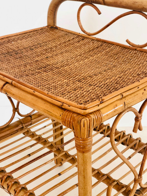 Table d'appoint en rotin, Italie années 60