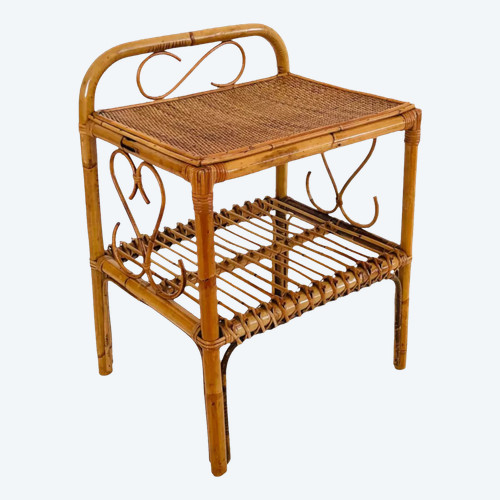 Table d'appoint en rotin, Italie années 60