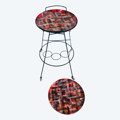 Serving cart with two enameled trays, Italy 1950s.