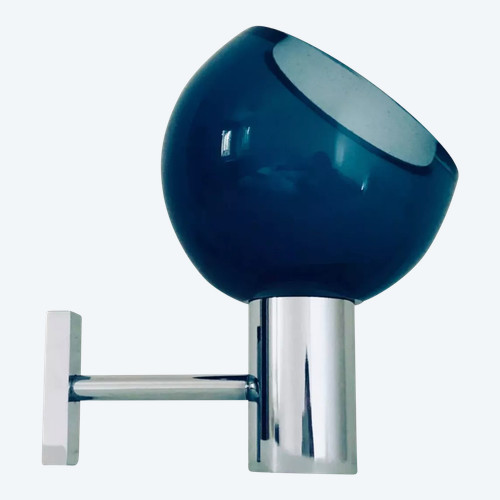 Wall lamp by Flavio Poli for Seguso in blue Murano glass, Italy, 1960s