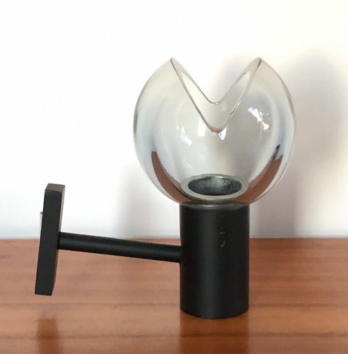 Grey Murano glass wall lamp by Flavio Poli for Seguso, Italy 1970s