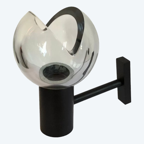 Grey Murano glass wall lamp by Flavio Poli for Seguso, Italy 1970s
