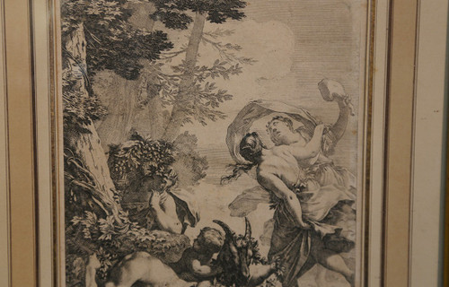 Engraving, Michel Dorigny  Bacchanal  17th century 