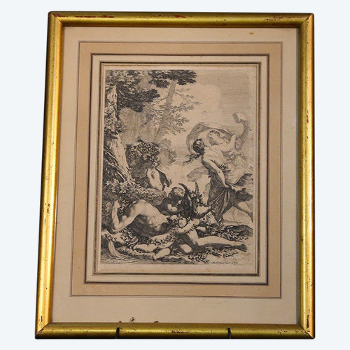 Engraving, Michel Dorigny  Bacchanal  17th century 